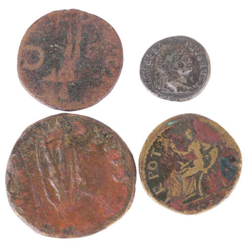 57 - 4 Roman coins, 4 Roman coins, including bronze Claudius Ad 41-54, Bronze Nerva AD 96-98, Bronze Marc... 