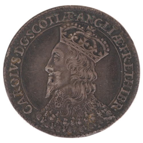 6 - Charles I, Scottish Coronation, 1633, a struck silver medal, crowned bust left, with Order of the Th... 