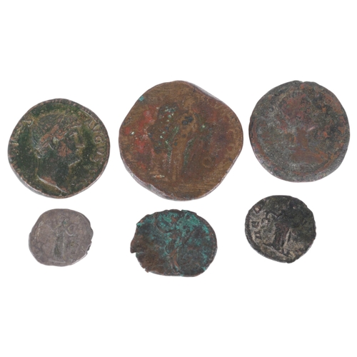 60 - A collection of 2nd/3rd century AD Roman coins, Hadrian, Marcus Aurelius, Faustina Jr, Claudius II (... 