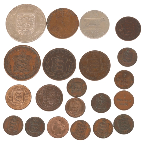 64 - A collection of 19th and 20th century Channel Isles coins