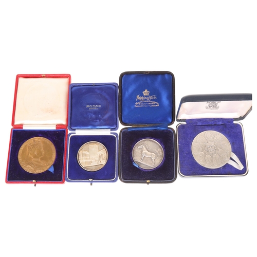 78 - 3 boxed silver commemorative medallions, Westminster Abbey 900 Years 2.79oz hallmarked, 1904 Polo Po... 