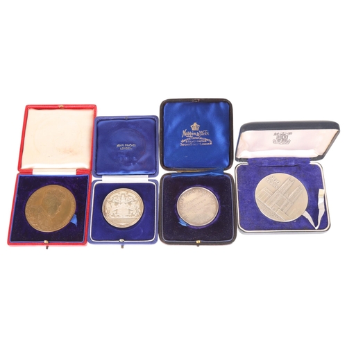 78 - 3 boxed silver commemorative medallions, Westminster Abbey 900 Years 2.79oz hallmarked, 1904 Polo Po... 