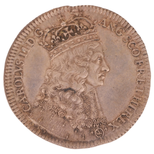 9 - Charles II (1660-1685), Coronation, 1661, a silver medal by T. Simon, crowned bust right, diameter 2... 