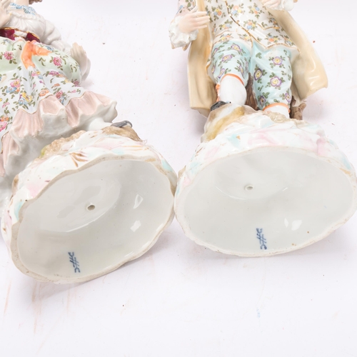 245 - Pair of Dresden porcelain figures, height 37cm