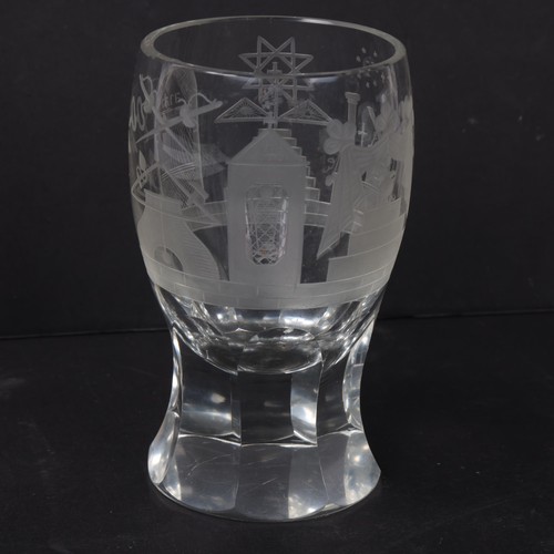 246 - A 19th century Masonic ceremonial glass, with etched decoration, height 12cm