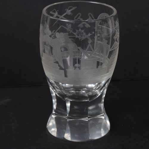 246 - A 19th century Masonic ceremonial glass, with etched decoration, height 12cm