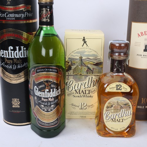 259 - 4 bottles of Scotch Malt Whisky, Genmorangie 10 Years Old 1L 43%, Abelour 10 Years Old 70cl 40%, Gle... 