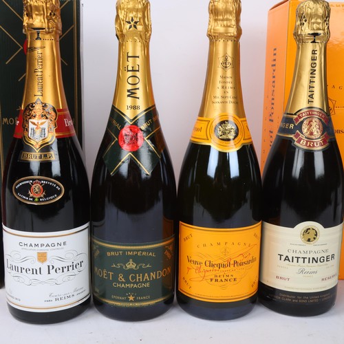 260 - 4 bottles of Champagne, Moet & Chandon Brut Imperiale vintage 1988, Tattinger Brut Reserve NV, Laure... 