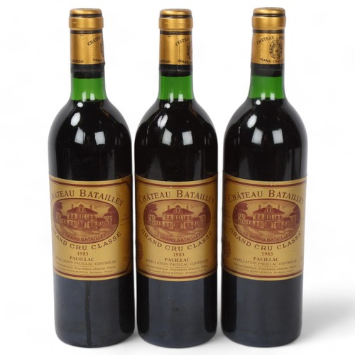 261 - 3 bottles Bordeaux red wine - 1983 Chateau Batailley, Grand Cru Classe, Pauillac