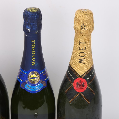 264 - 4 bottles of NV Chanpagne, Veuve Clicquot Ponsardin, Heidsieck & Co Monopole, Moet & Chandon Brut Im... 