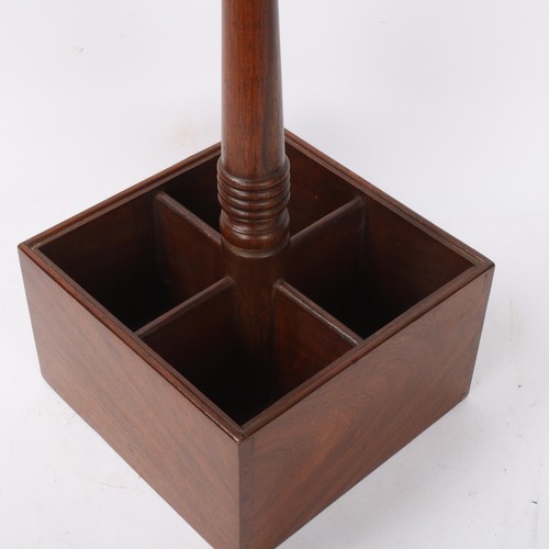 273 - A mahogany 4-bottle wine bottle stand, with pineapple carved finial, height 46cm