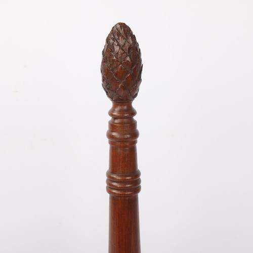 273 - A mahogany 4-bottle wine bottle stand, with pineapple carved finial, height 46cm