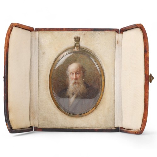 275 - Ernest Widdas, miniature watercolour on ivory, portrait of Edward Allam Esq (born 1846), inscribed v... 