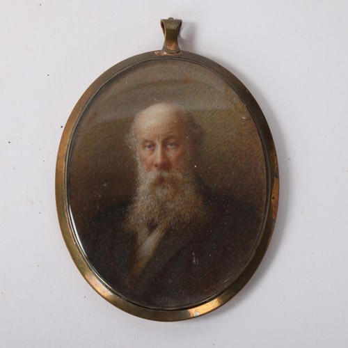 275 - Ernest Widdas, miniature watercolour on ivory, portrait of Edward Allam Esq (born 1846), inscribed v... 