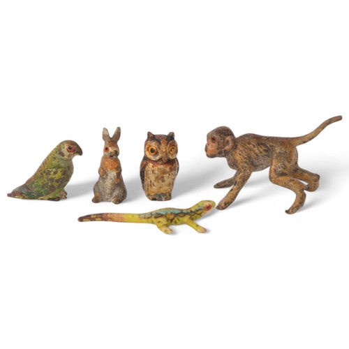 277 - A group of miniature Austrian cold painted bronze animals, monkey length 2cm (5)