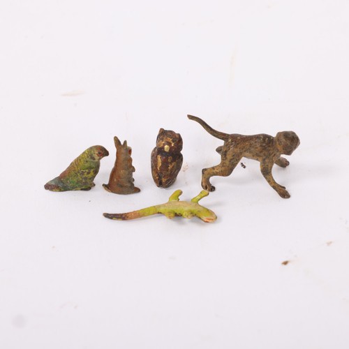 277 - A group of miniature Austrian cold painted bronze animals, monkey length 2cm (5)