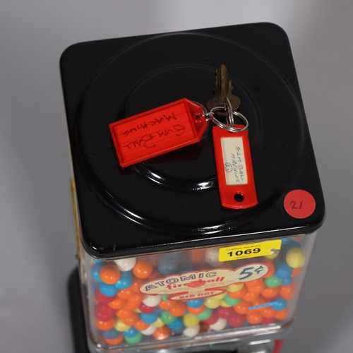 254 - Vintage American candy ball dispenser, height 39cm