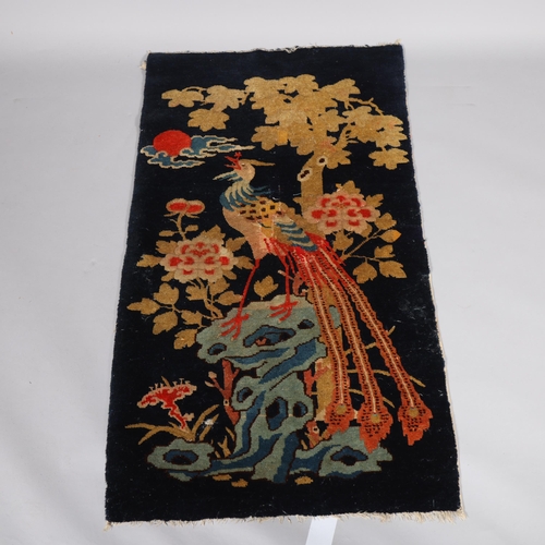 290 - An Antique Chinese Tao Poa 'Phoenix/Peacock' wool rug, 127cm x 72cm