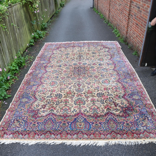 291 - A large Persian Aalam ivory ground wool rug, 500cm x 315cm