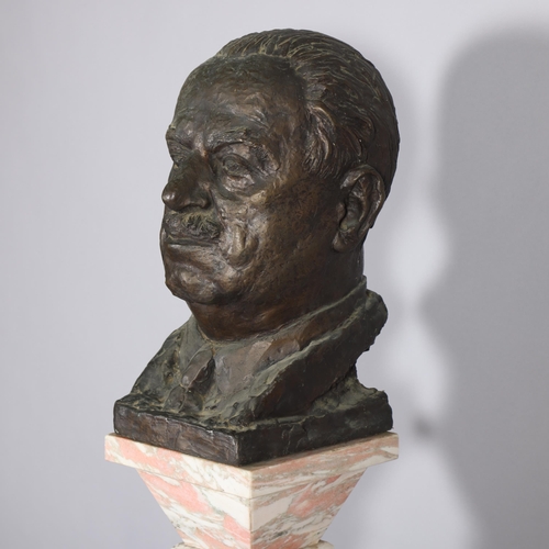 293 - Sava Botzaris (1894 - 1965), bronze bust of Sir Hugo Hirst (1863 - 1943), bust height 44cm, on colou... 