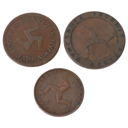 26 - A George III 1813 Isle of Man Penny, an 1811 Bank Half Penny  and a Victoria 1839 Farthing (3)