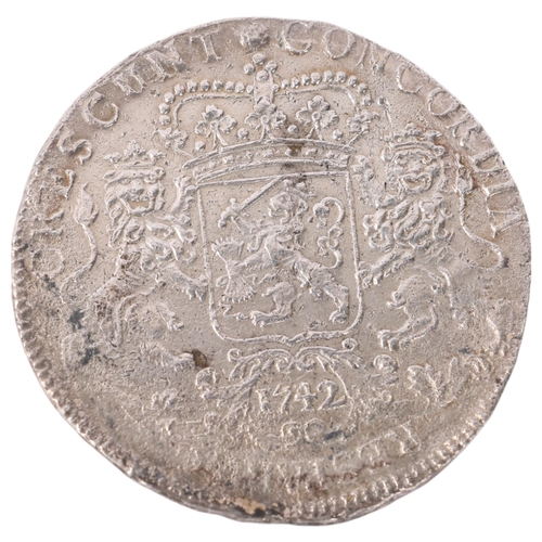 88C - A silver Ducaton, a knight on horseback with sword held aloft, above city arms, reverse two lions ho... 