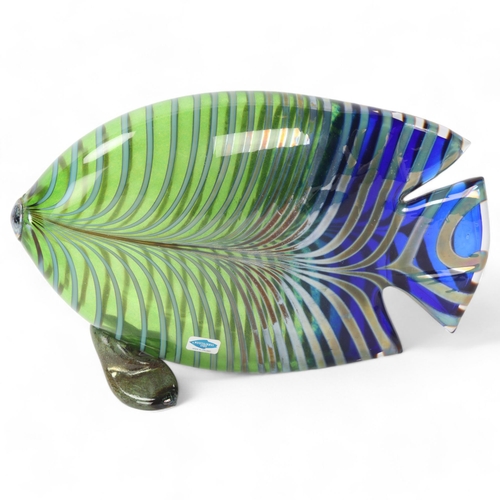 441 - KERTTU NURMINEN for Nuutajaarvi Notsjo, Finland, a fish in multicoloured striped and iridescent glas... 