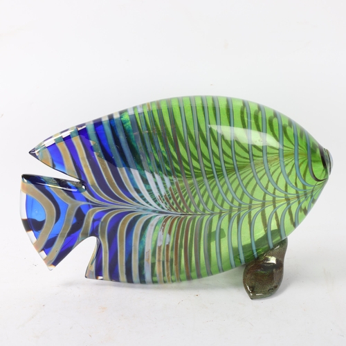 441 - KERTTU NURMINEN for Nuutajaarvi Notsjo, Finland, a fish in multicoloured striped and iridescent glas... 