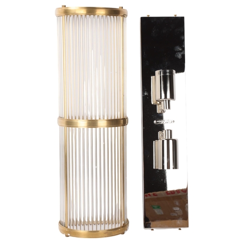 448 - Ralph Lauren Home, an Allen double light sconce, Art Deco style brass and crystal with two lamp fitt... 