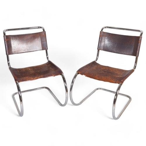 456 - A pair of Thonet S533L tubular steel and leather cantilever chairs by LUDWIG MIES VAN DER ROHE, orig... 