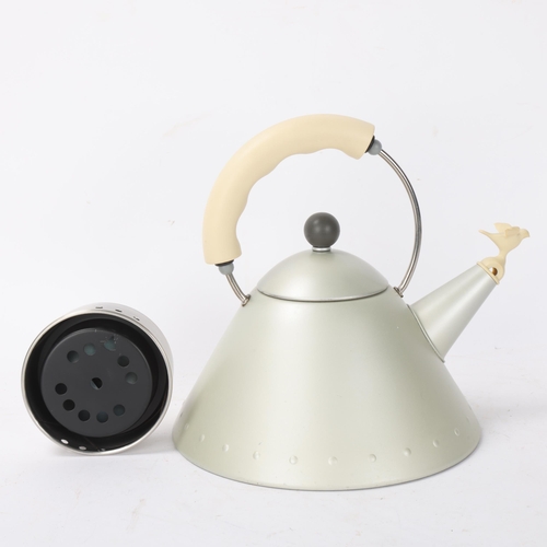 460 - An Alessi Inox 18/10 stainless steel kettle together with a boxed Georg Jensen brushed steel thermom... 