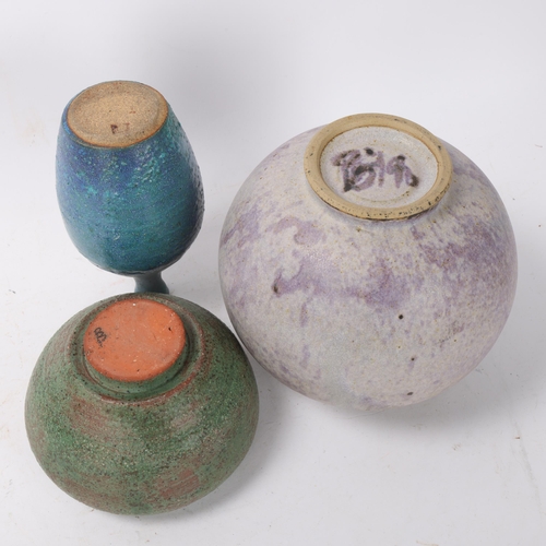 462 - 3 pieces of mid 20th century studio pottery, all with makers marks, tallest 17cm