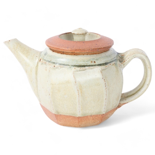 471 - RICHARD BATTERHAM (1936-2021), a small cut sided stoneware teapot with ash glaze, height 12cm