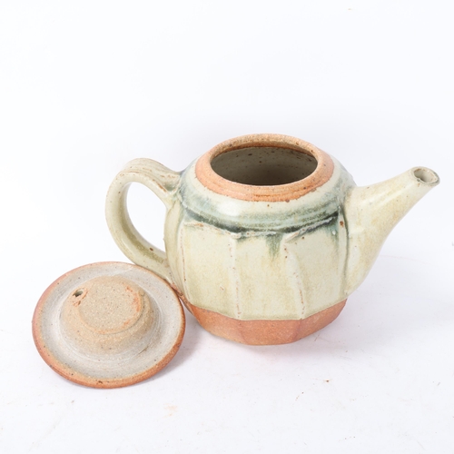 471 - RICHARD BATTERHAM (1936-2021), a small cut sided stoneware teapot with ash glaze, height 12cm