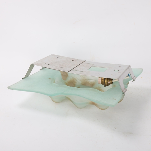 480 - A mid 20th century studio glass wall light fitting, abstract design frosted glass on aluminium frame... 