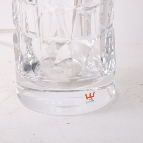 485 - GORAN WARFF for Kosta, Sweden, a cut glass clear bottle lamp, signed to base and makers label, recen... 