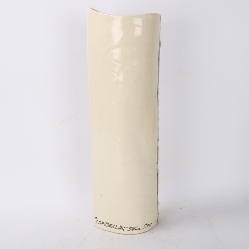 487 - JOHNATHAN COX, a studio ceramic vessel, hand built with tube lined and painted decoration, signed an... 