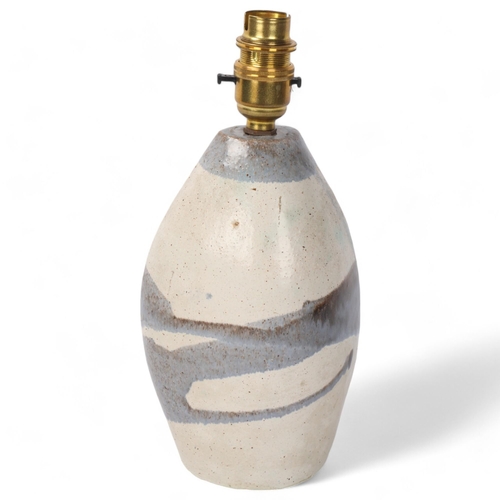 494 - PETER ELLERY, a 1970s' ceramic pebble form lamp base, makers mark to base, base height 20cm