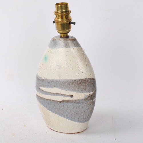 494 - PETER ELLERY, a 1970s' ceramic pebble form lamp base, makers mark to base, base height 20cm