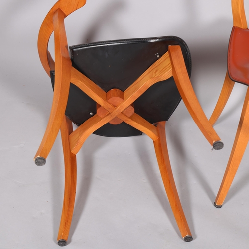 496 - DAVID PALTERER, a pair of Sedotta elbow chairs of unusual form made by Acerbis, the shaped leather s... 