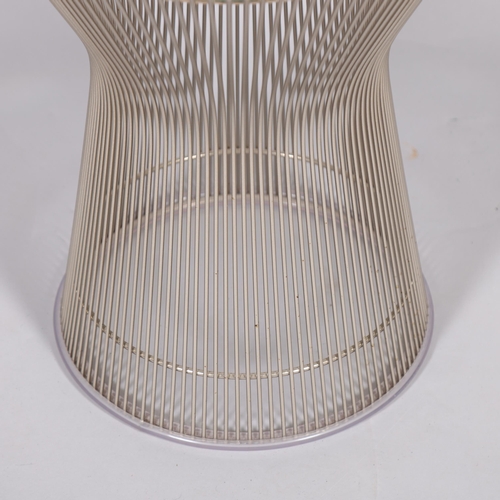 497 - WARREN PLATNER for Knoll International, a wire side table with glass top, the glass edge chamfered t... 