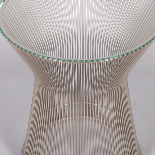 498 - WARREN PLATNER for Knoll International, a wire side table with glass top, the glass edge chamfered t... 