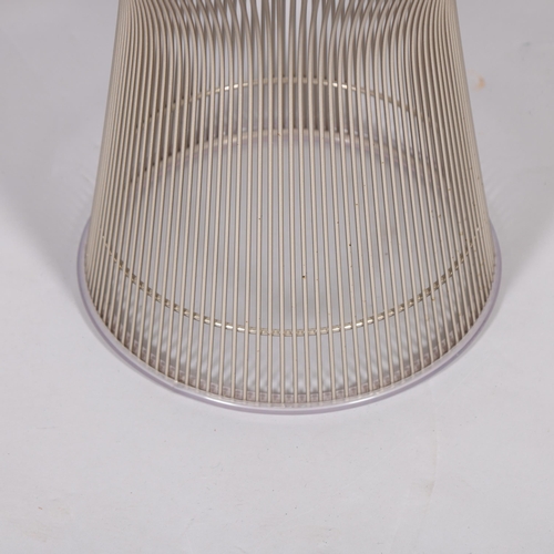 498 - WARREN PLATNER for Knoll International, a wire side table with glass top, the glass edge chamfered t... 