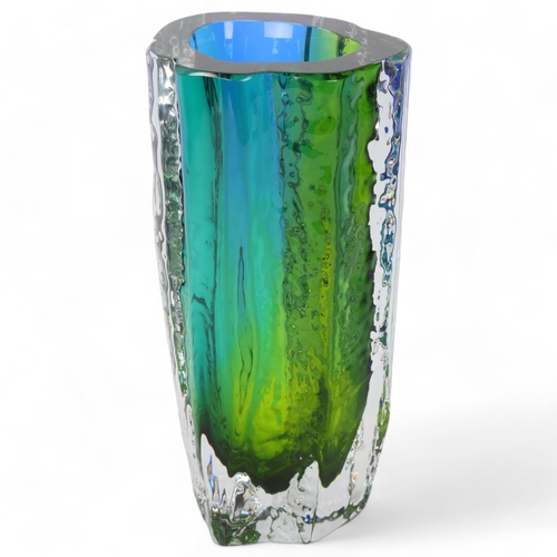 514 - GORAN WARFF for Kosta, the largest size “Arktik” vase green/blue colour with textured finish, signed... 