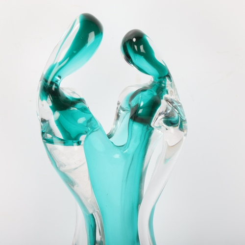 517 - An Art glass sculpture of The Lovers, internal turquoise glass, height 28cm