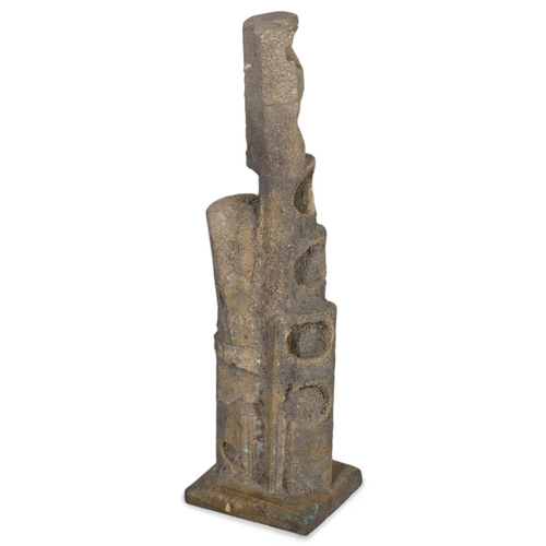 523 - A mid-century Brutalist abstract bronze sculpture, height 41cm