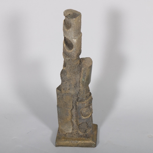 523 - A mid-century Brutalist abstract bronze sculpture, height 41cm