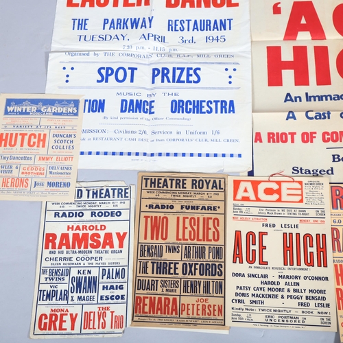 525 - A collection of World War II period variety show posters and bill sheets (10)