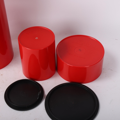 530 - ERIC MAGNUSSEN for Stelton, Denmark,- a 3-piece red plastic coffee set, vacuum jug, EM77, creamer an... 