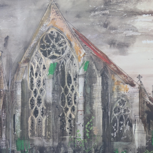 543 - After John Piper, a vintage print of Dorchester Abbey, image 56 x 78cm, framed and glazed